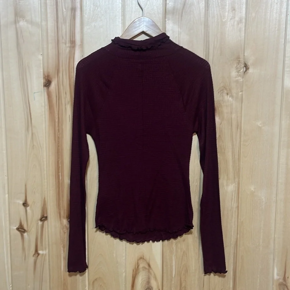 Intimately Free‎ People Make It Easy Waffle Knit Lettuce Hem Thermal Top Plum S